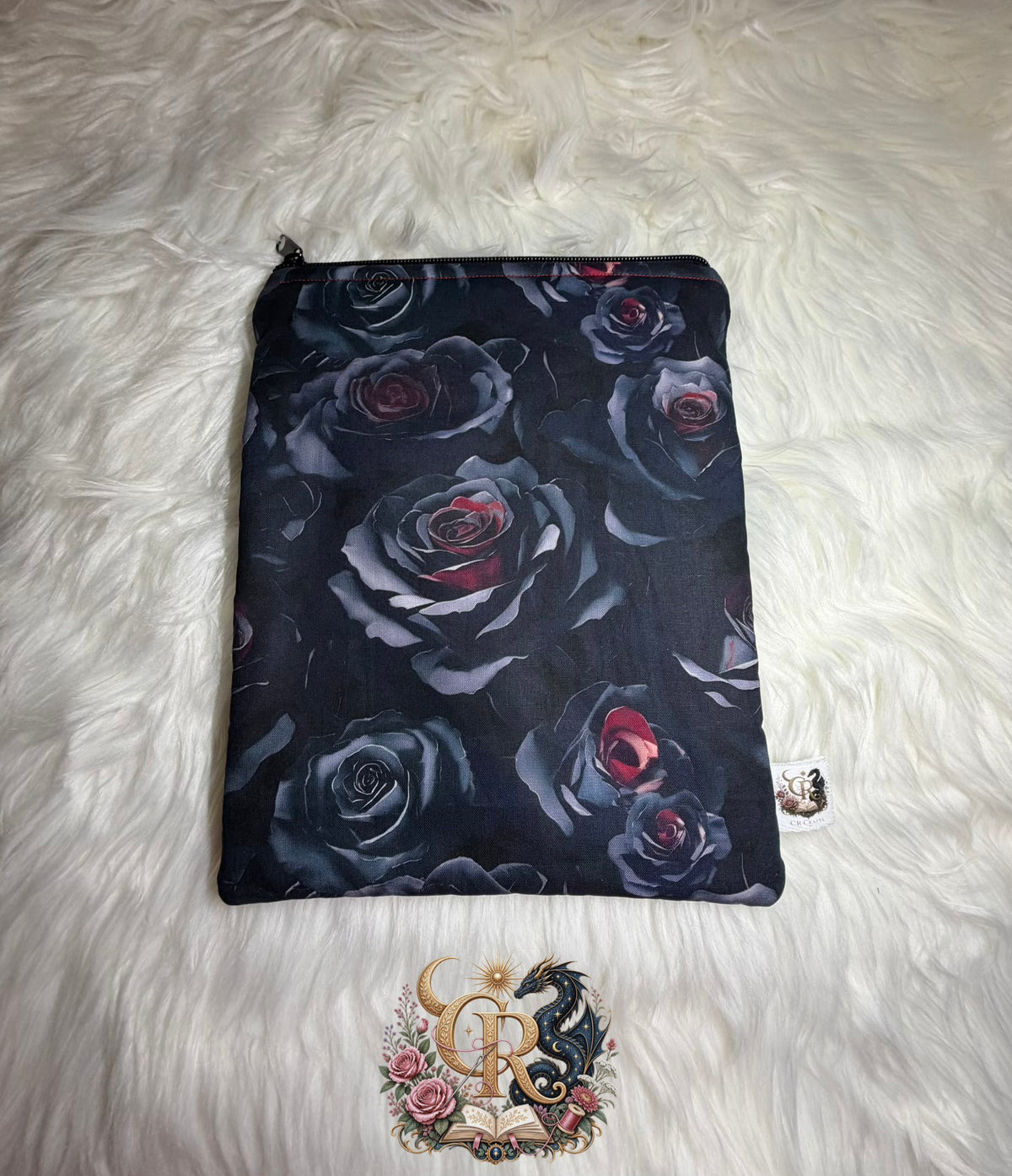 🌑 Book Sleeve with Zipper | 🌑 Midnight Rose Collection