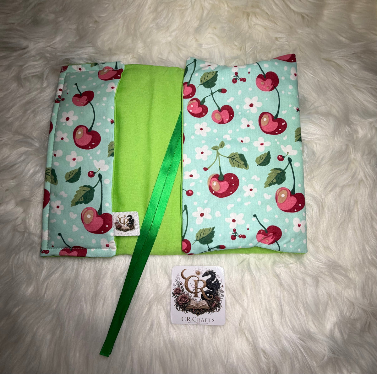 Handmade Adjustable Fabric Book Cover | 🍒 Cherry Kiss