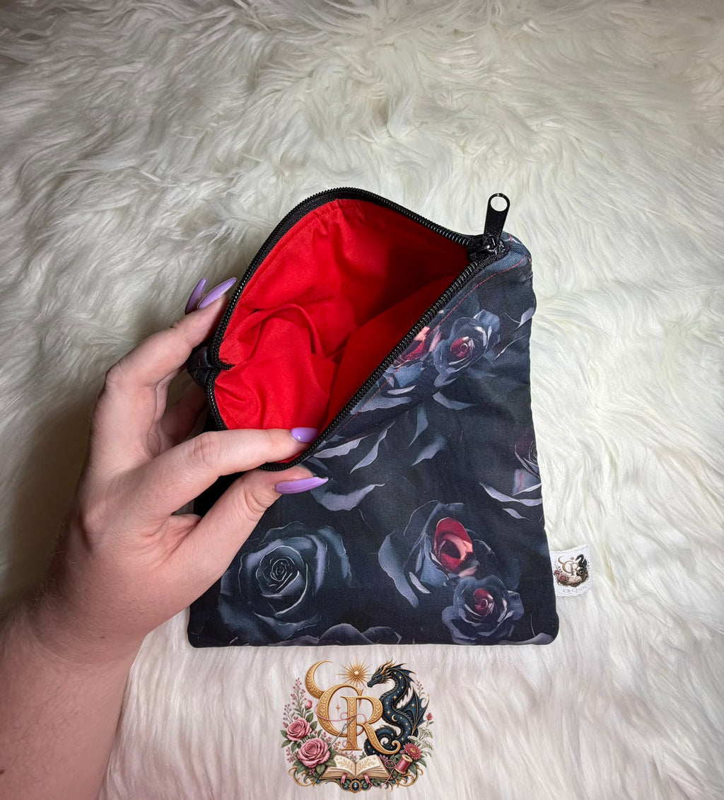 🌑 Book Sleeve with Zipper | 🌑 Midnight Rose Collection