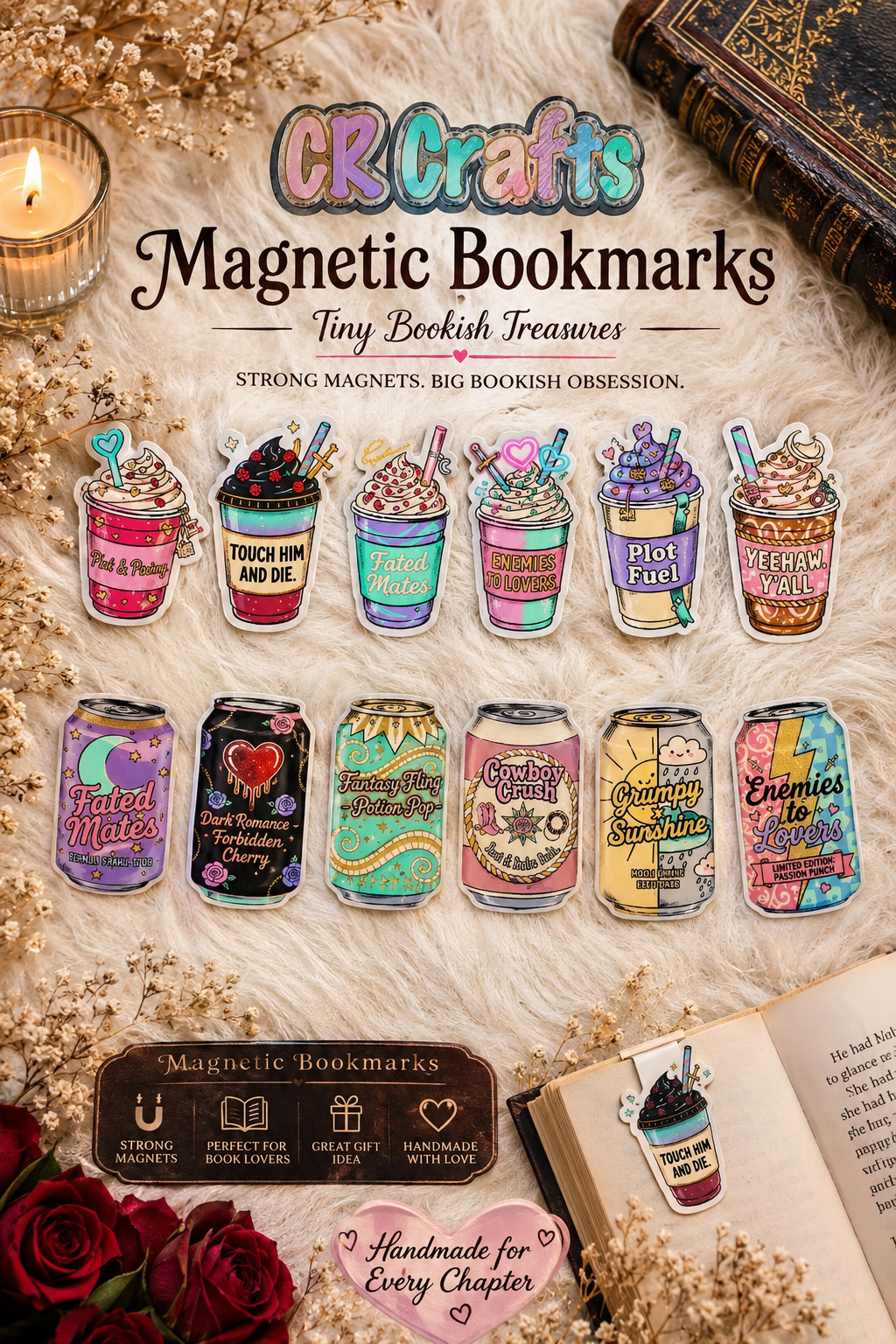Magnetic Bookmarks – Bookish Drinks Collection 📚🥤✨