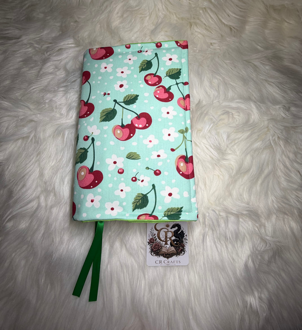Handmade Adjustable Fabric Book Cover | 🍒 Cherry Kiss