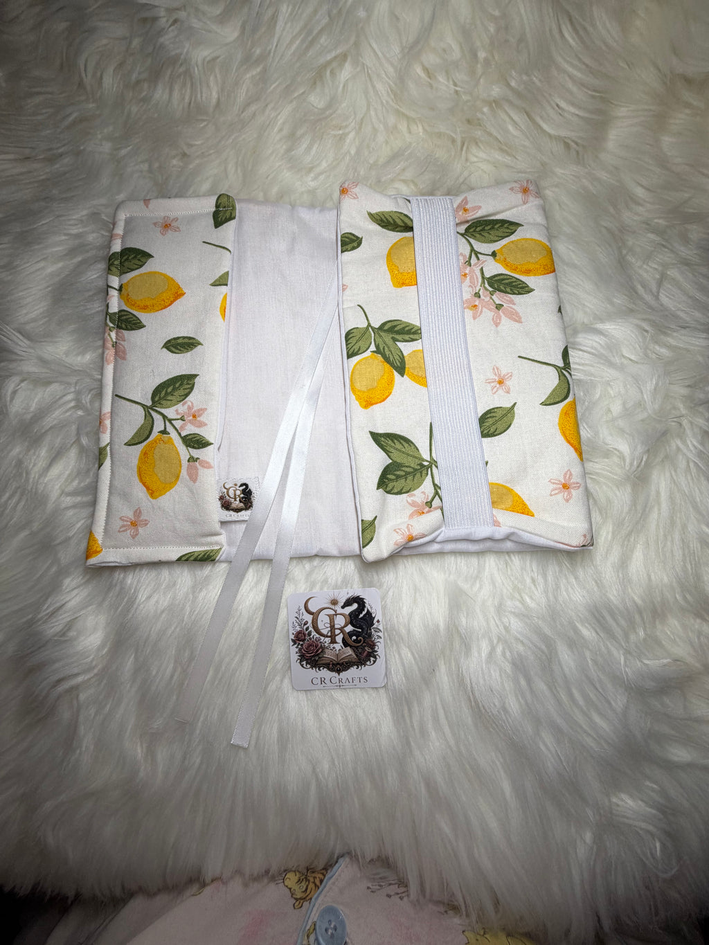 Handmade Adjustable Fabric Book Cover | 🍋 Lemon Blossom