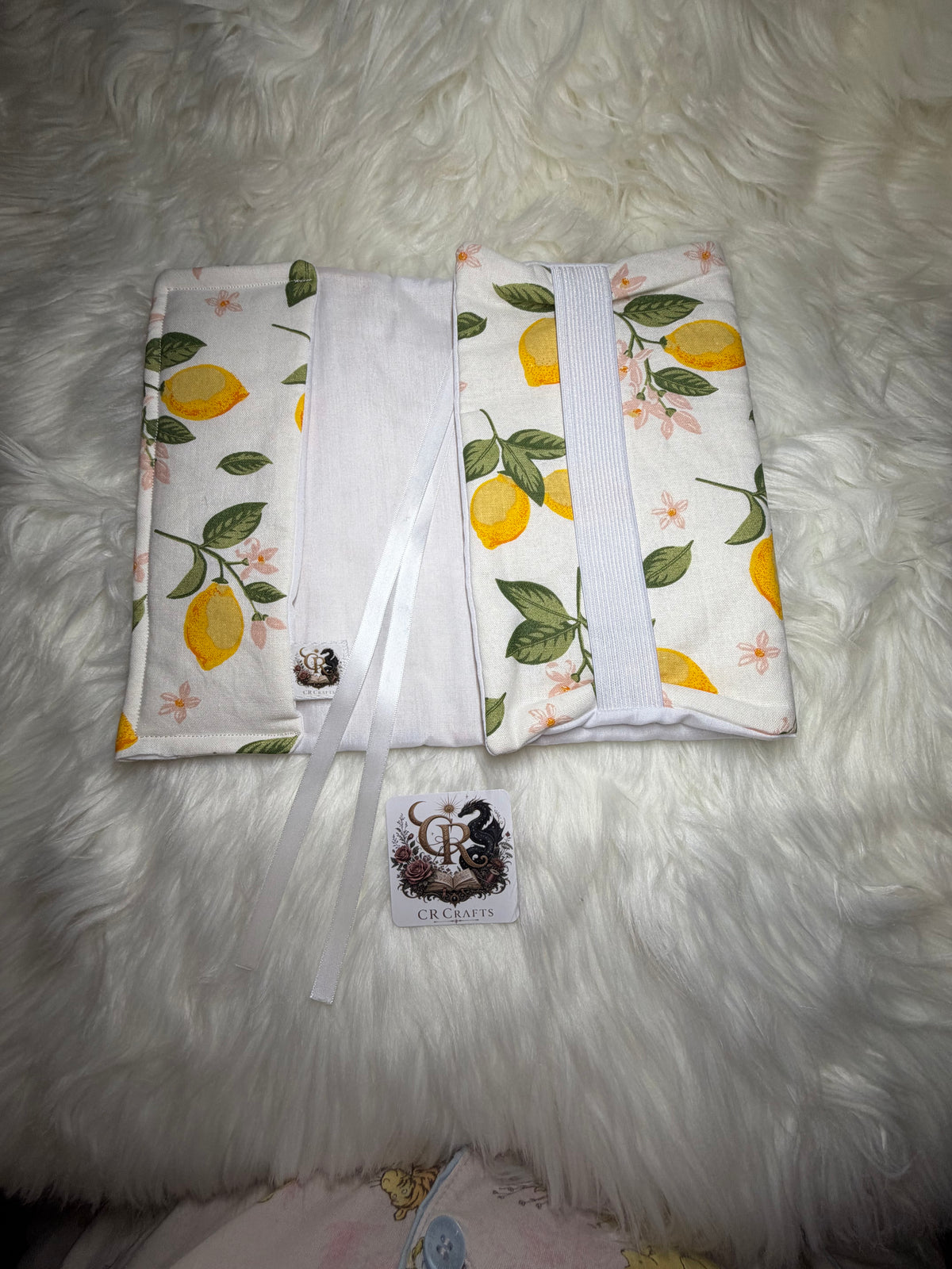 Handmade Adjustable Fabric Book Cover | 🍋 Lemon Blossom