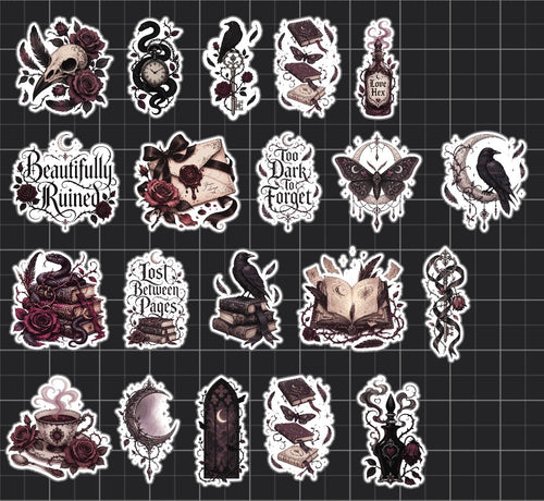Beautifully Ruined Sticker Pack | Dark Gothic Bookish Stickers | 20 Pack