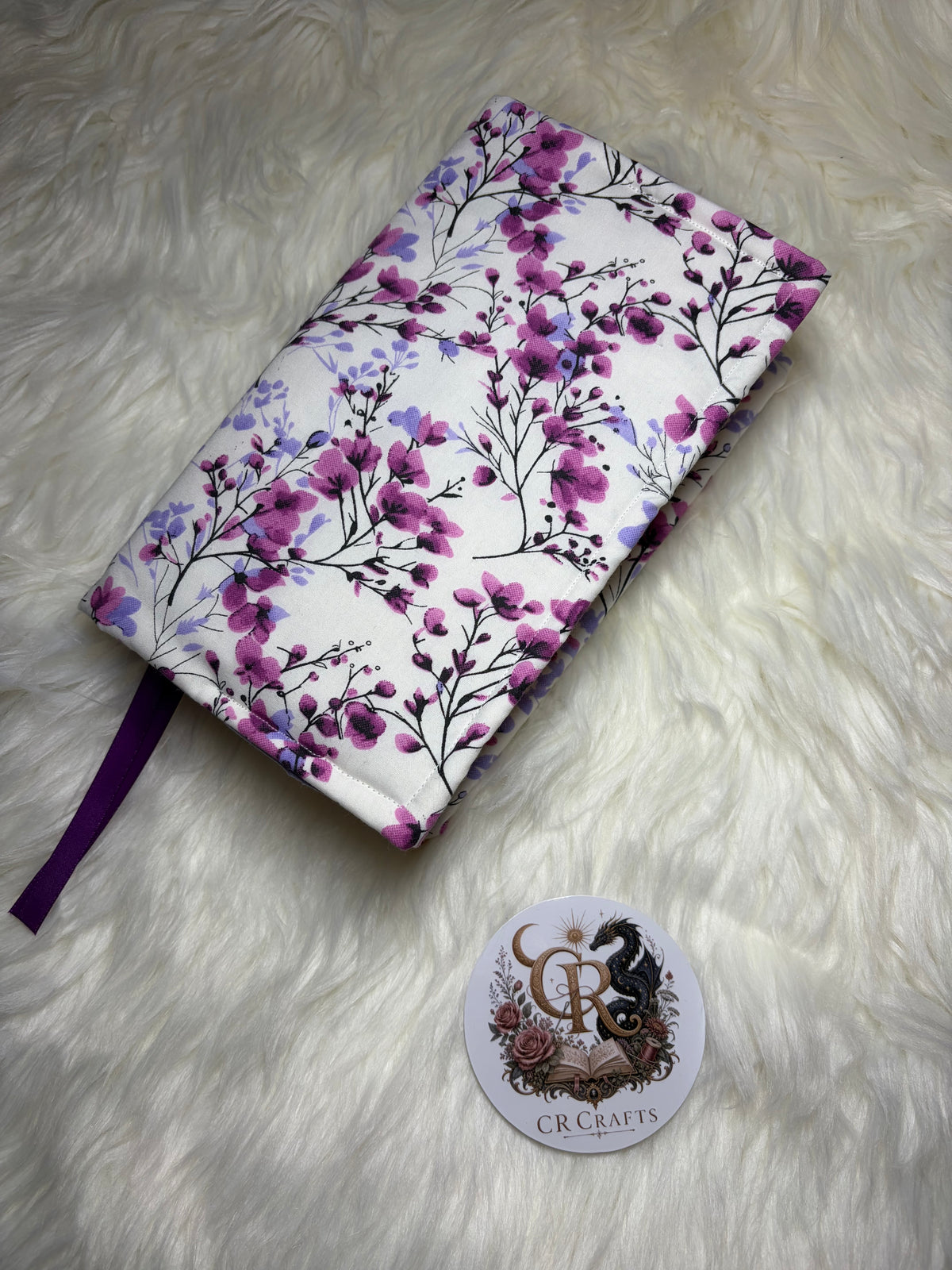 Handmade Adjustable Fabric Book Cover | 💕 Orchid Kiss