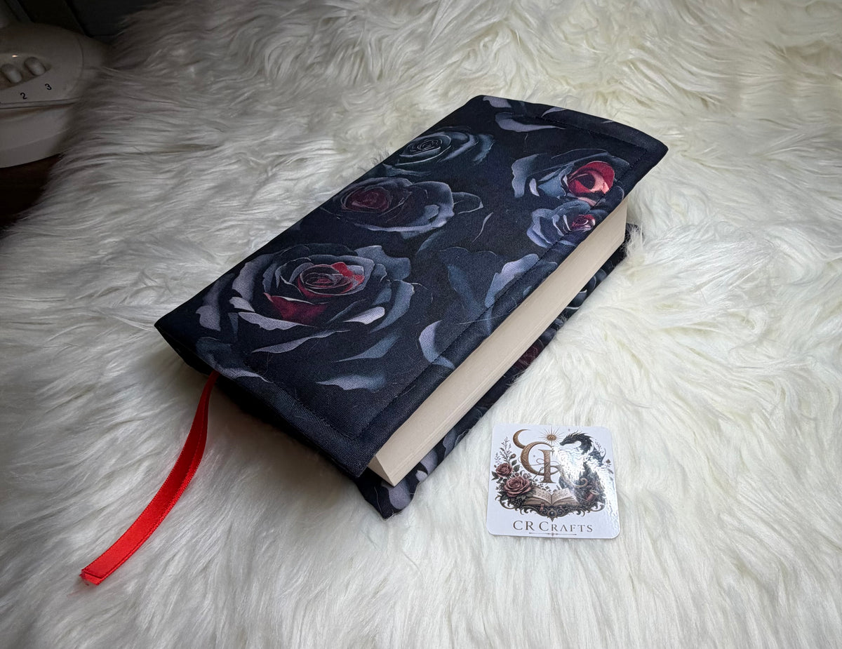 Handmade Adjustable Fabric Book Cover | 🌑 Midnight Rose Collection