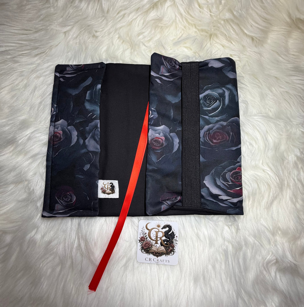 Handmade Adjustable Fabric Book Cover | 🌑 Midnight Rose Collection