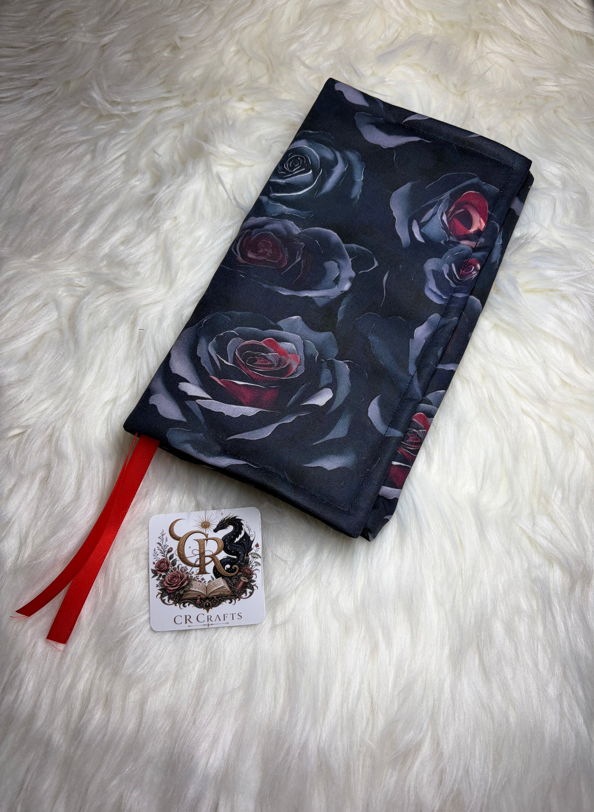 Handmade Adjustable Fabric Book Cover | 🌑 Midnight Rose Collection