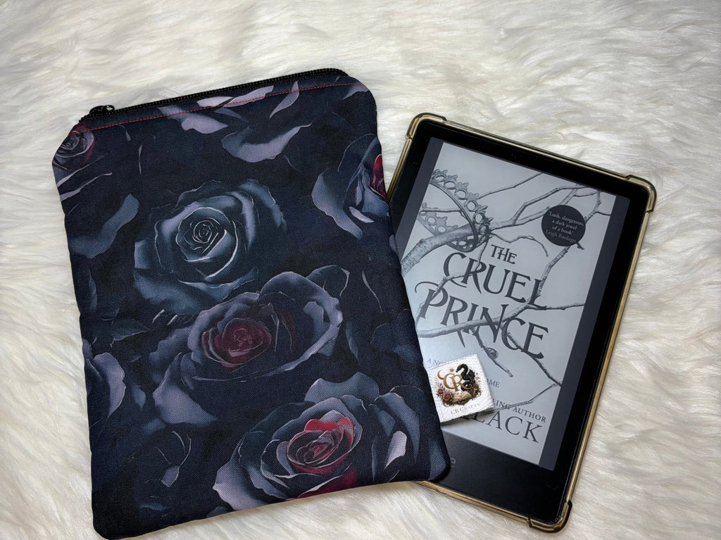 Handmade Padded Kindle & E-Reader Sleeve | 🌑 Midnight Rose Collection