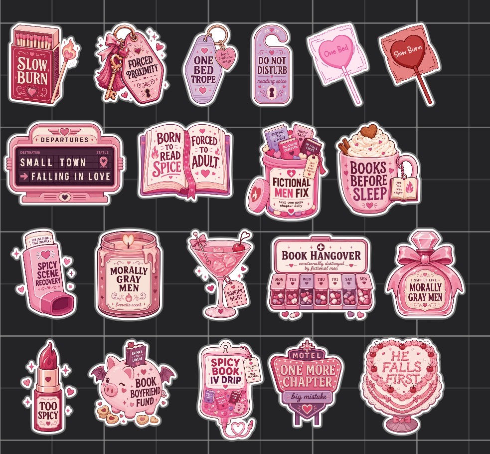 Romance Sticker Pack | Spicy Bookish & Romance Reader Stickers | 20 Pack