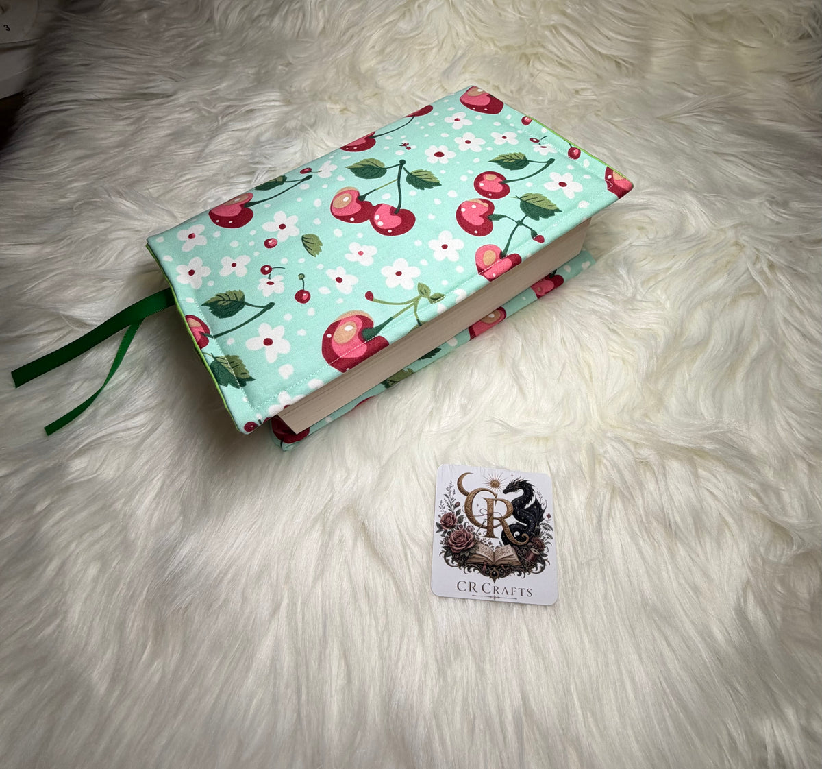 Handmade Adjustable Fabric Book Cover | 🍒 Cherry Kiss