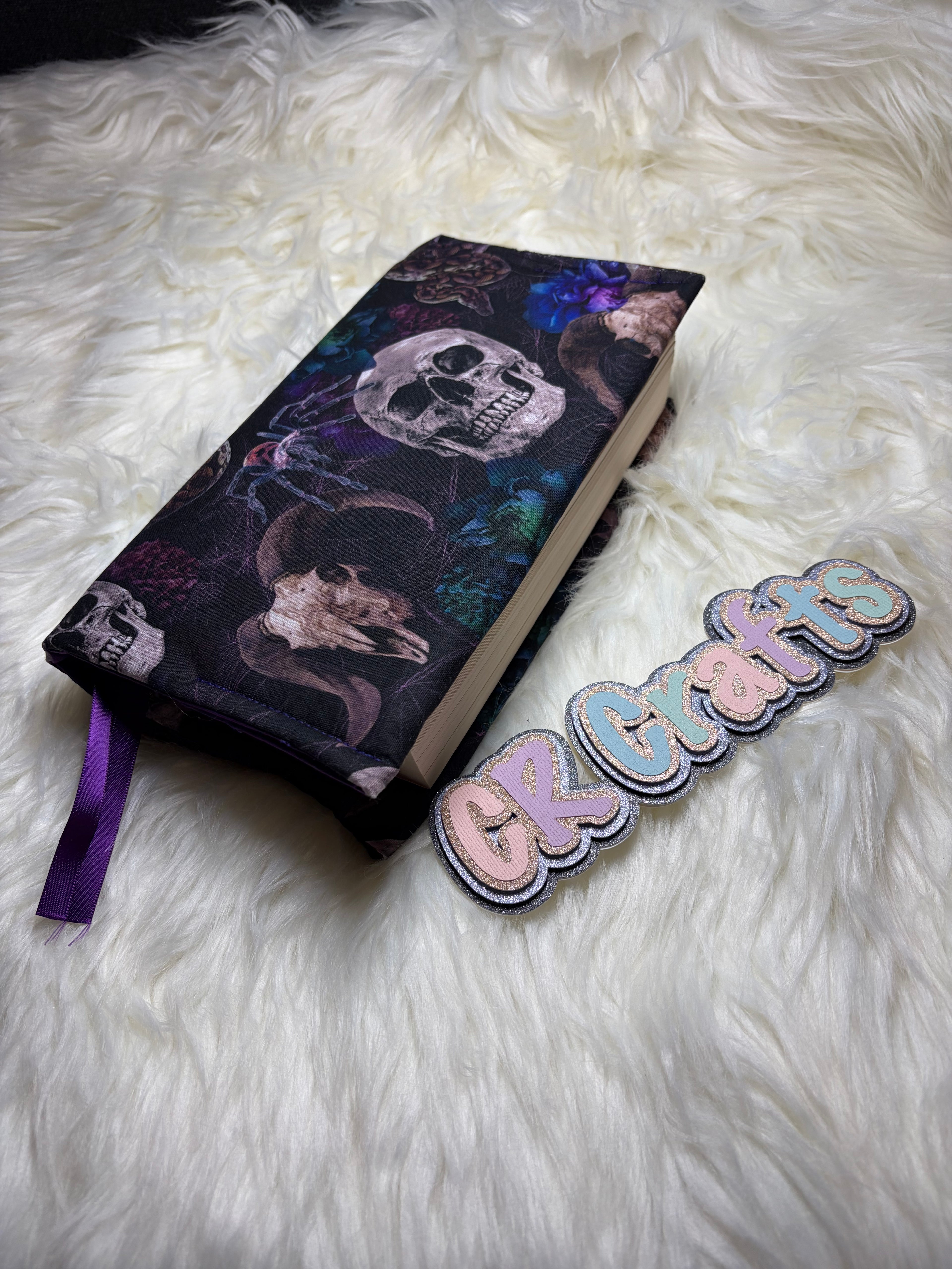 🌙 Handmade Adjustable Fabric Book Cover | 🌙 Midnight Garden Collection