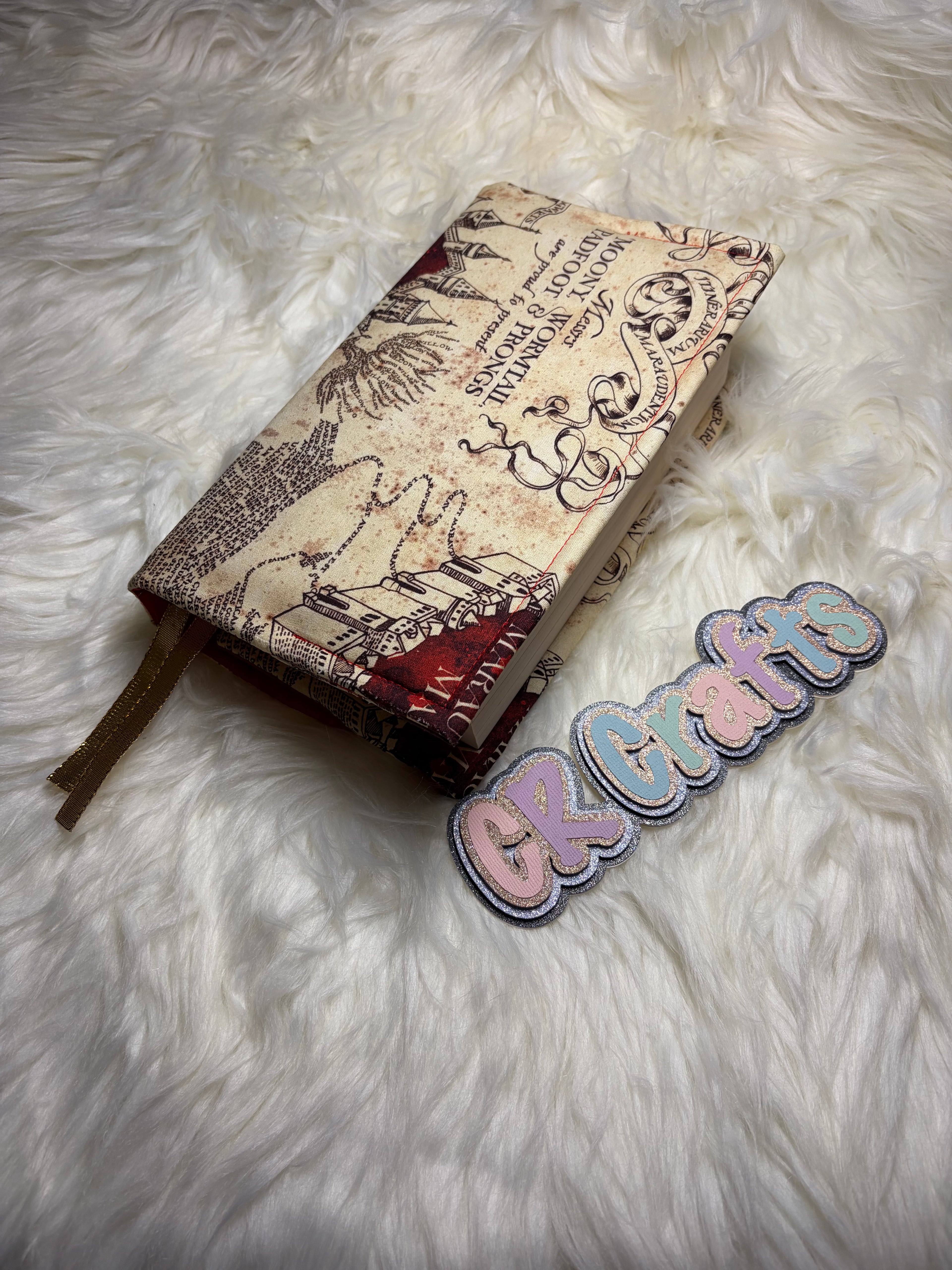 📜 Handmade Adjustable Fabric Book Cover | 📜 Marauder's Journey Collection