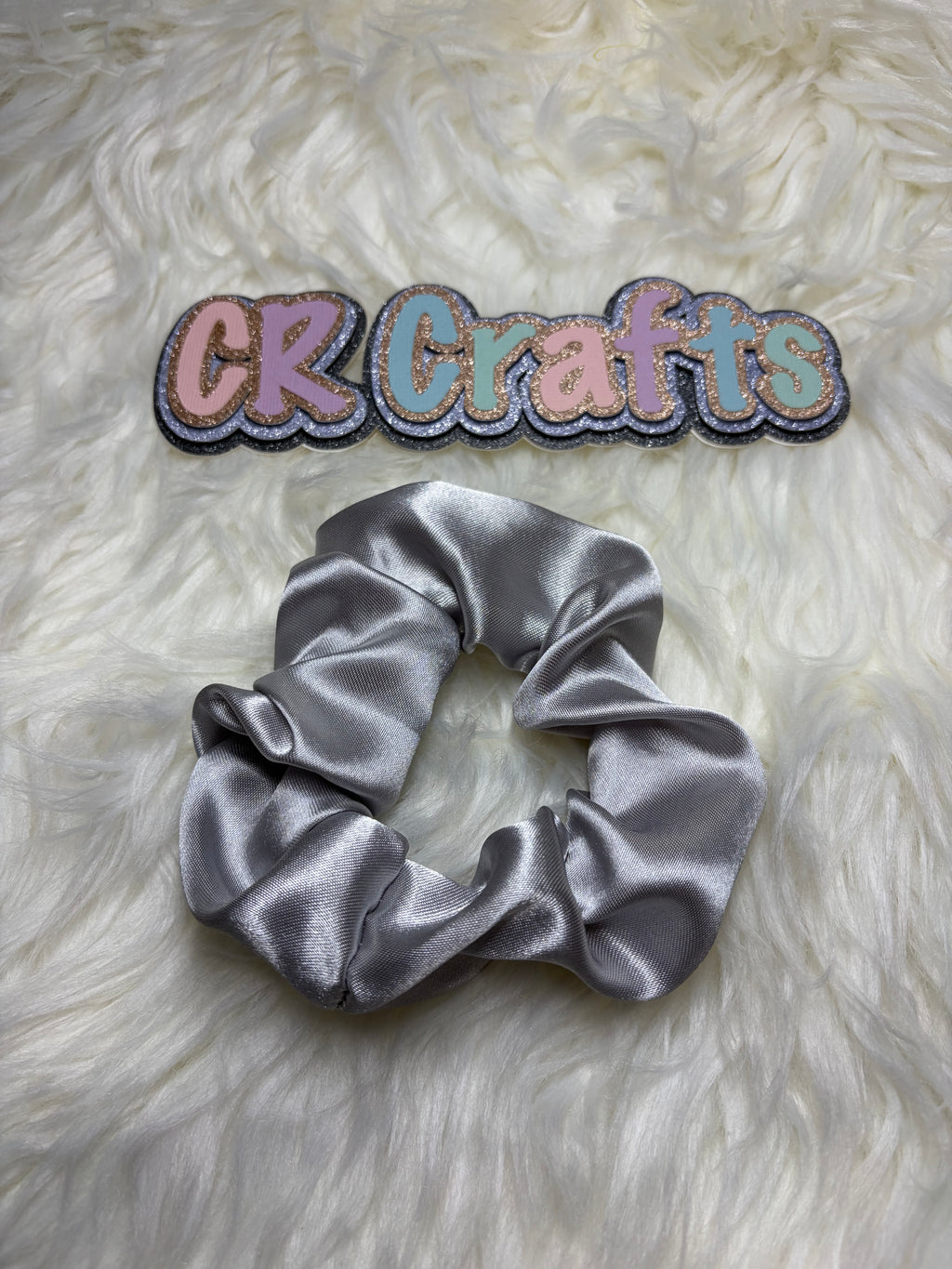 Handmade Silver Satin Scrunchie | Everyday Elegance Collection