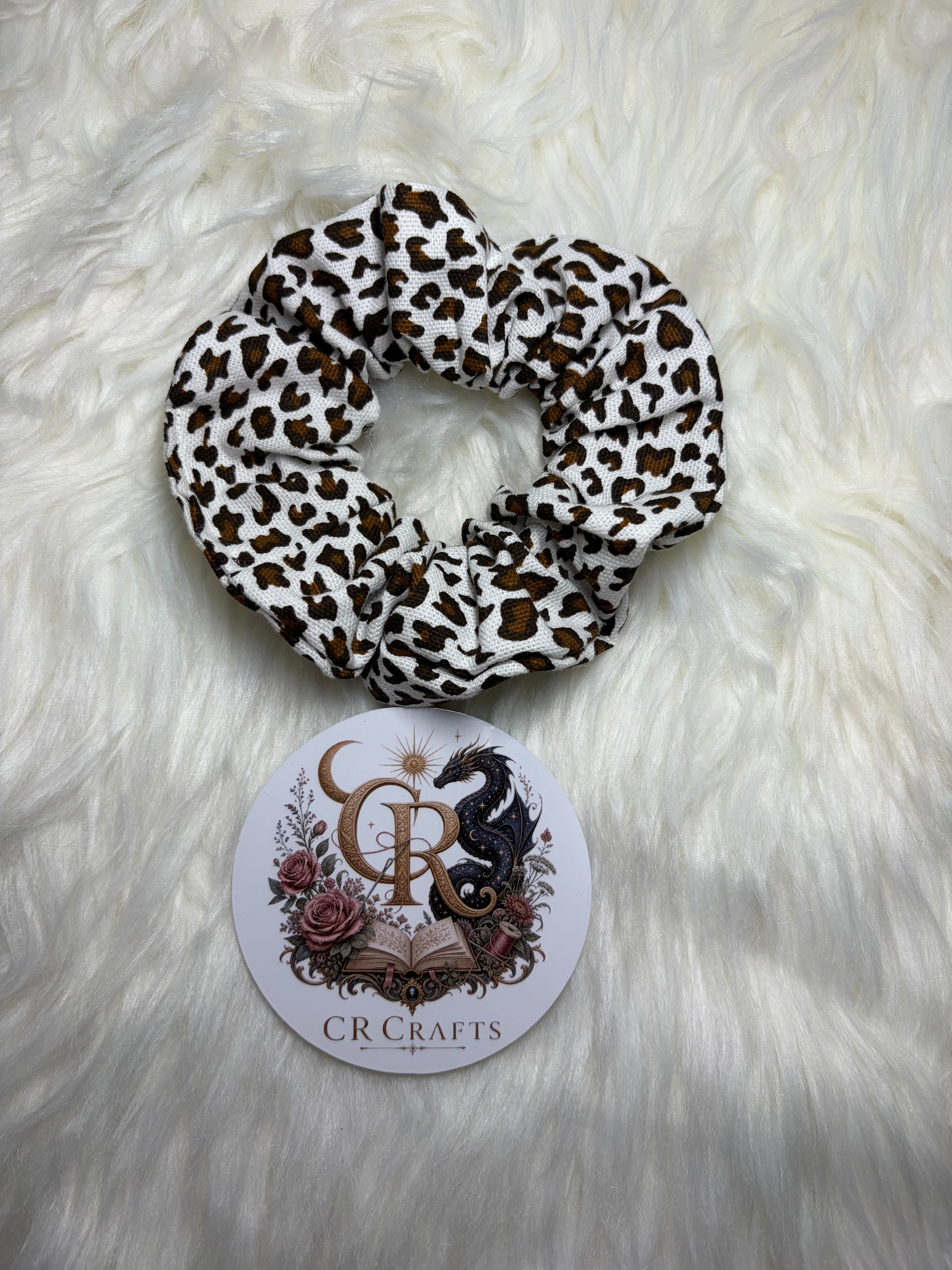 🤍 Handmade Cotton Scrunchie | 🤍 Snow Leopard Collection