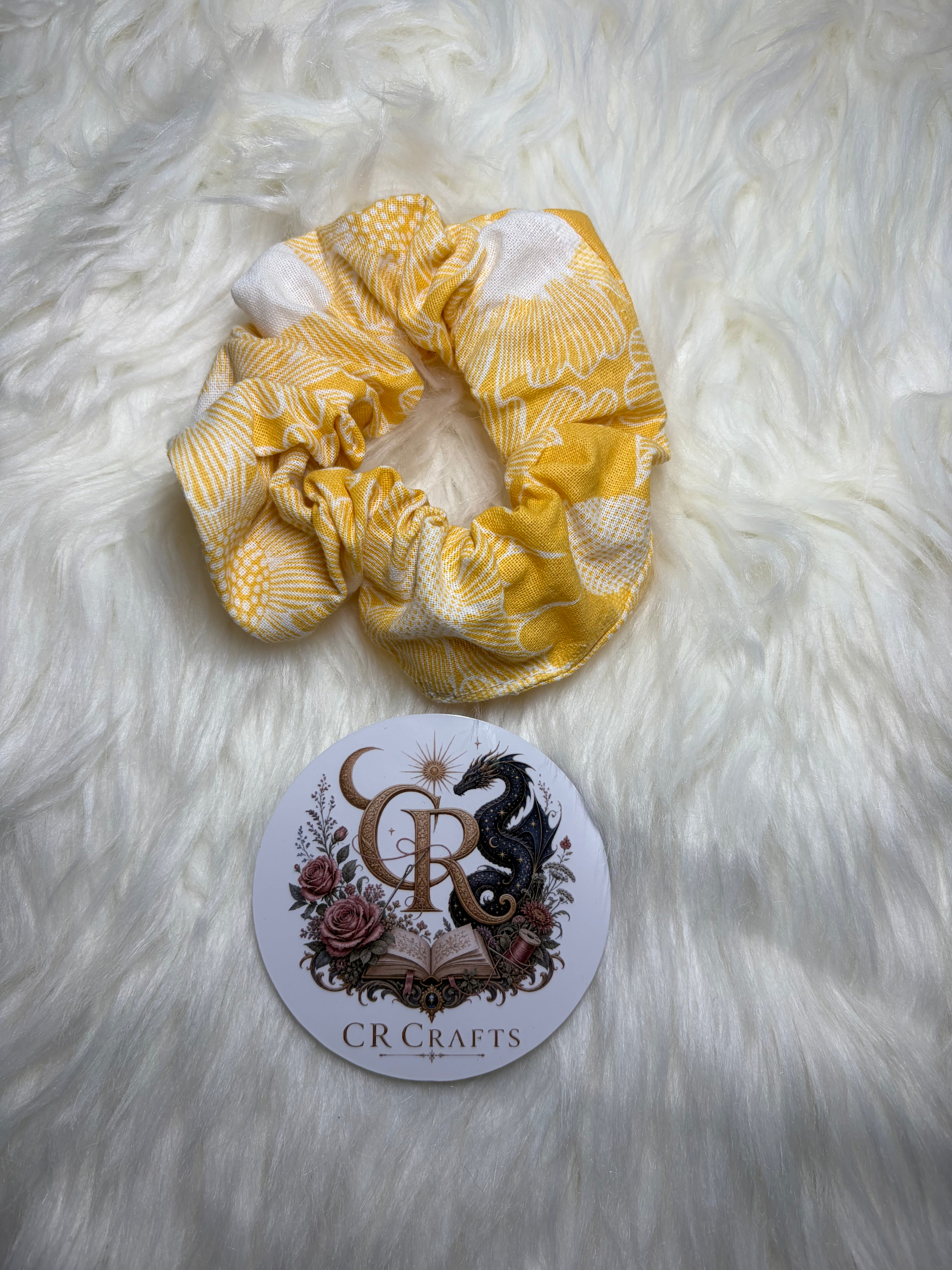 🌼 Handmade Cotton Scrunchie | 🌼 Golden Daisy Collection