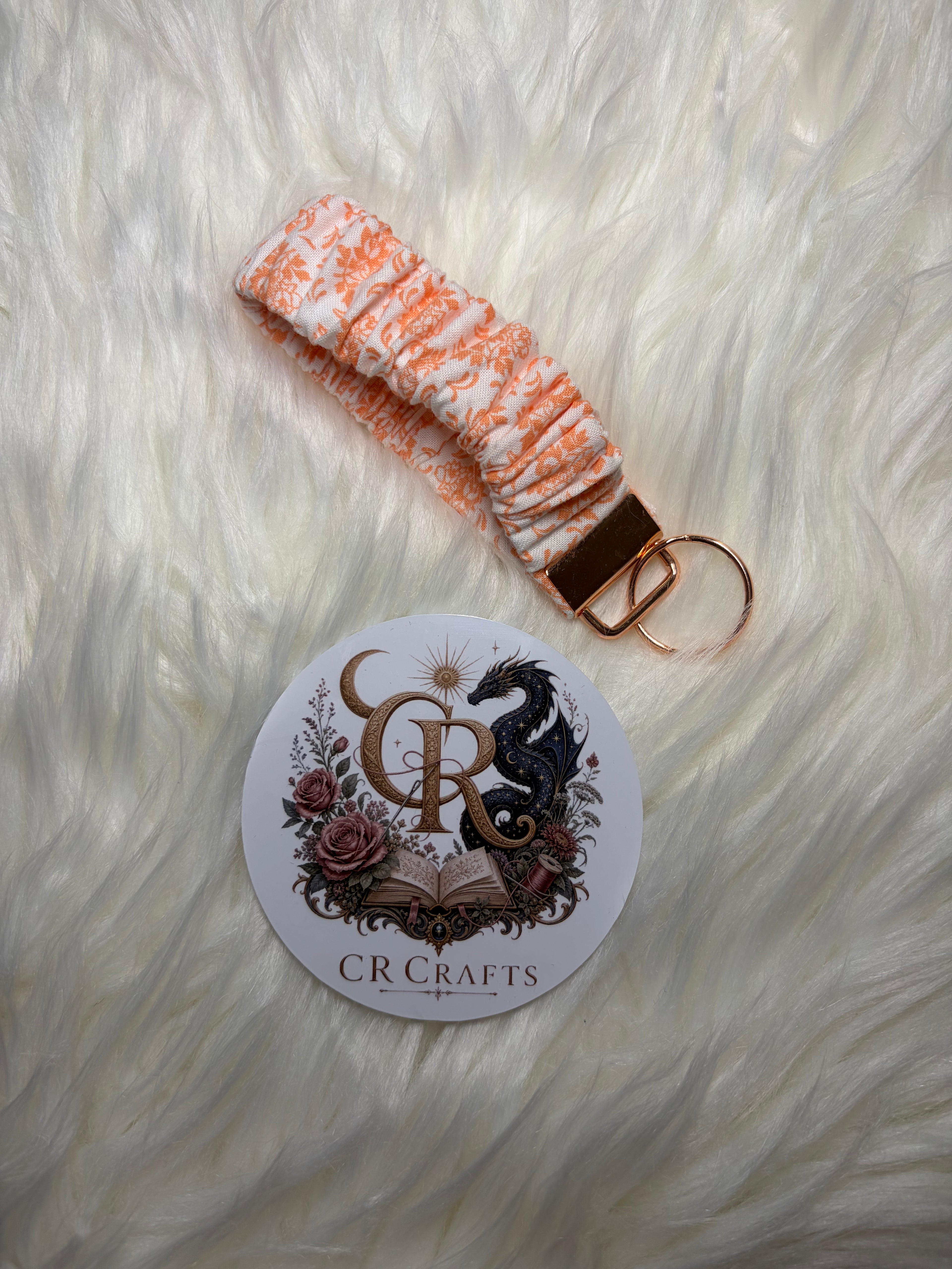 🍑 Handmade Scrunchie Wristlet Keychain | 🍑 Peach Blossom Collection