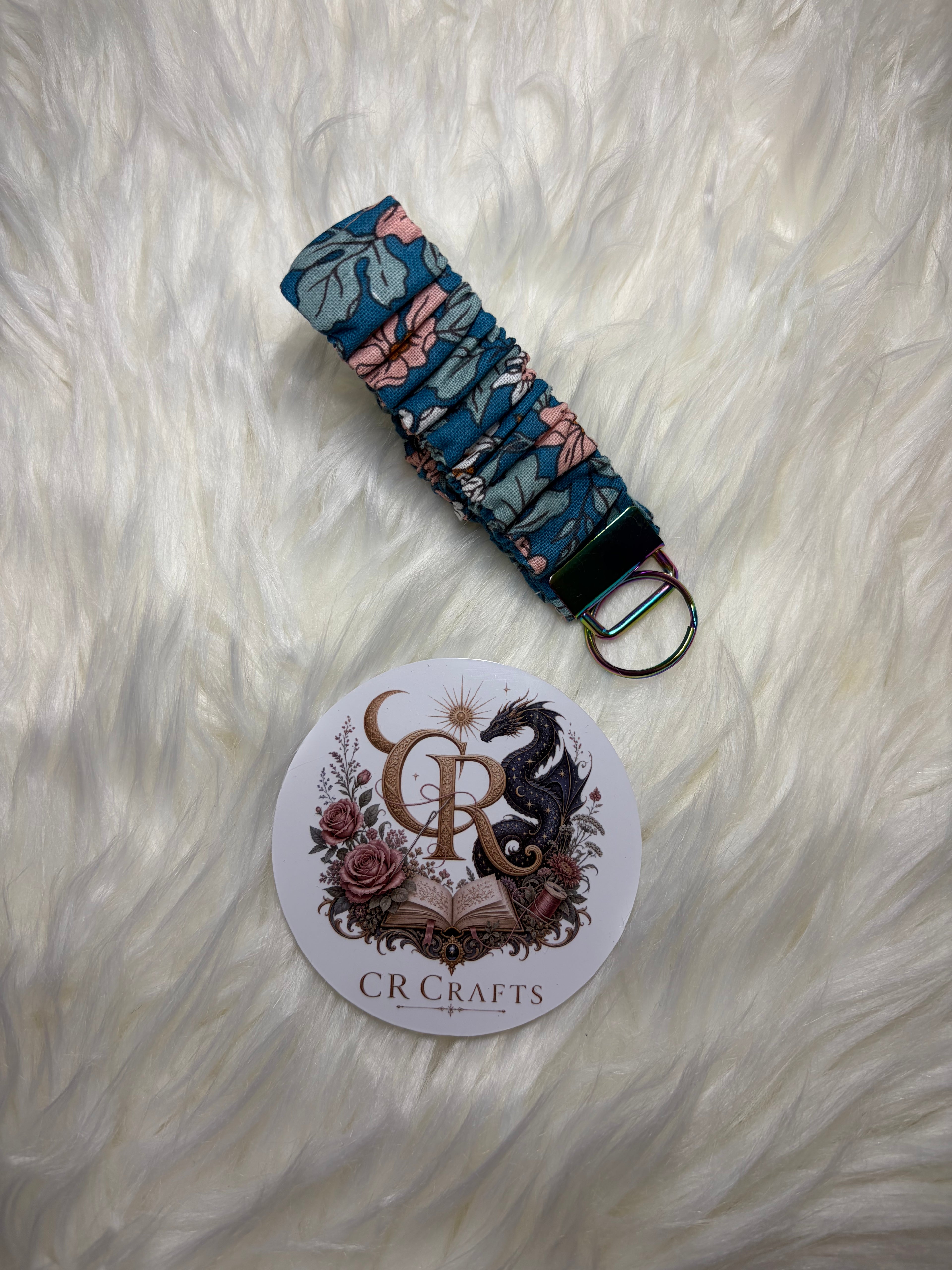 🌿 Handmade Scrunchie Wristlet Keychain | 🌿 Enchanted Meadow Collection