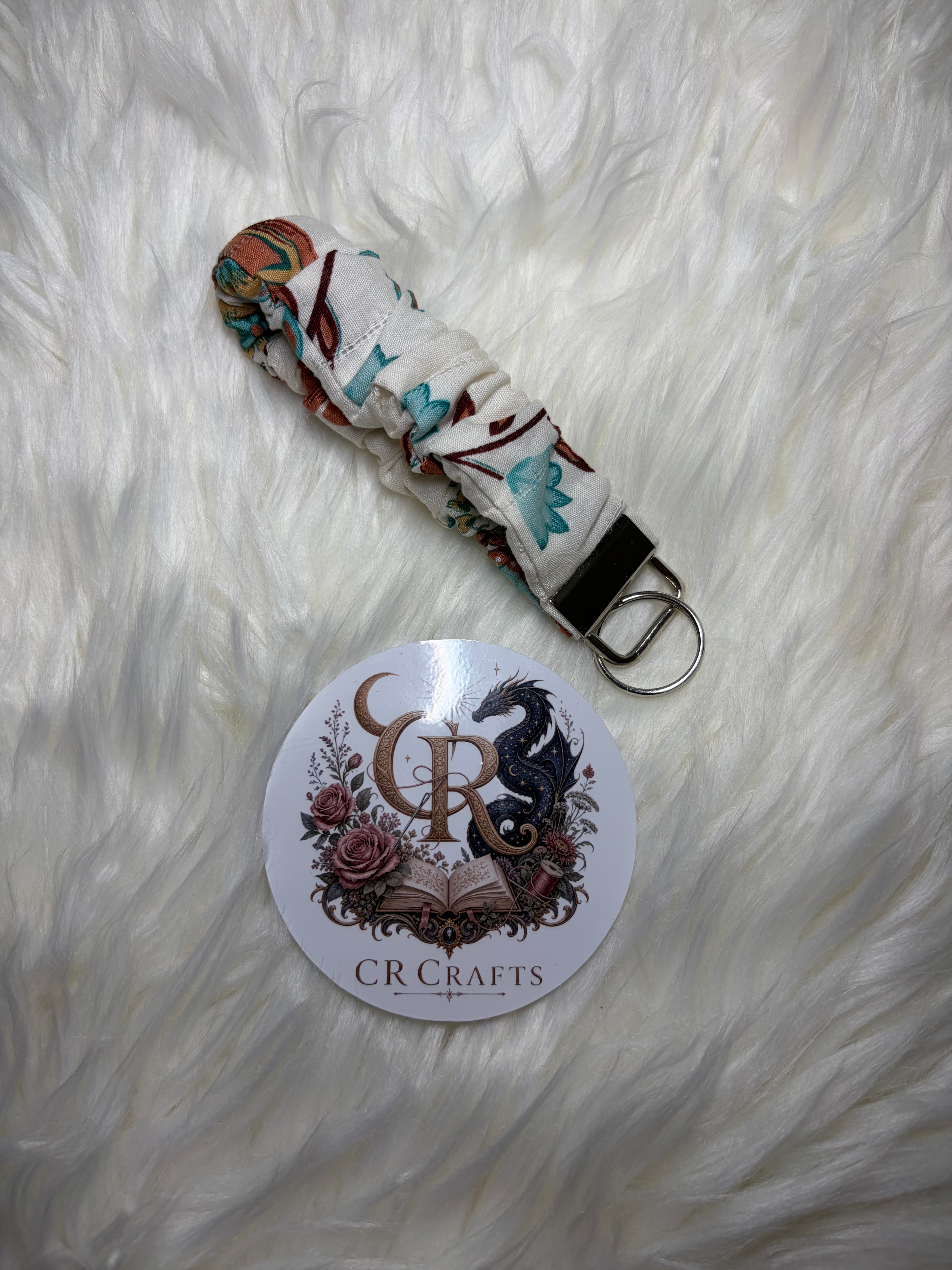 🍃 Handmade Scrunchie Wristlet Keychain | 🍃 Vintage Meadow Collection