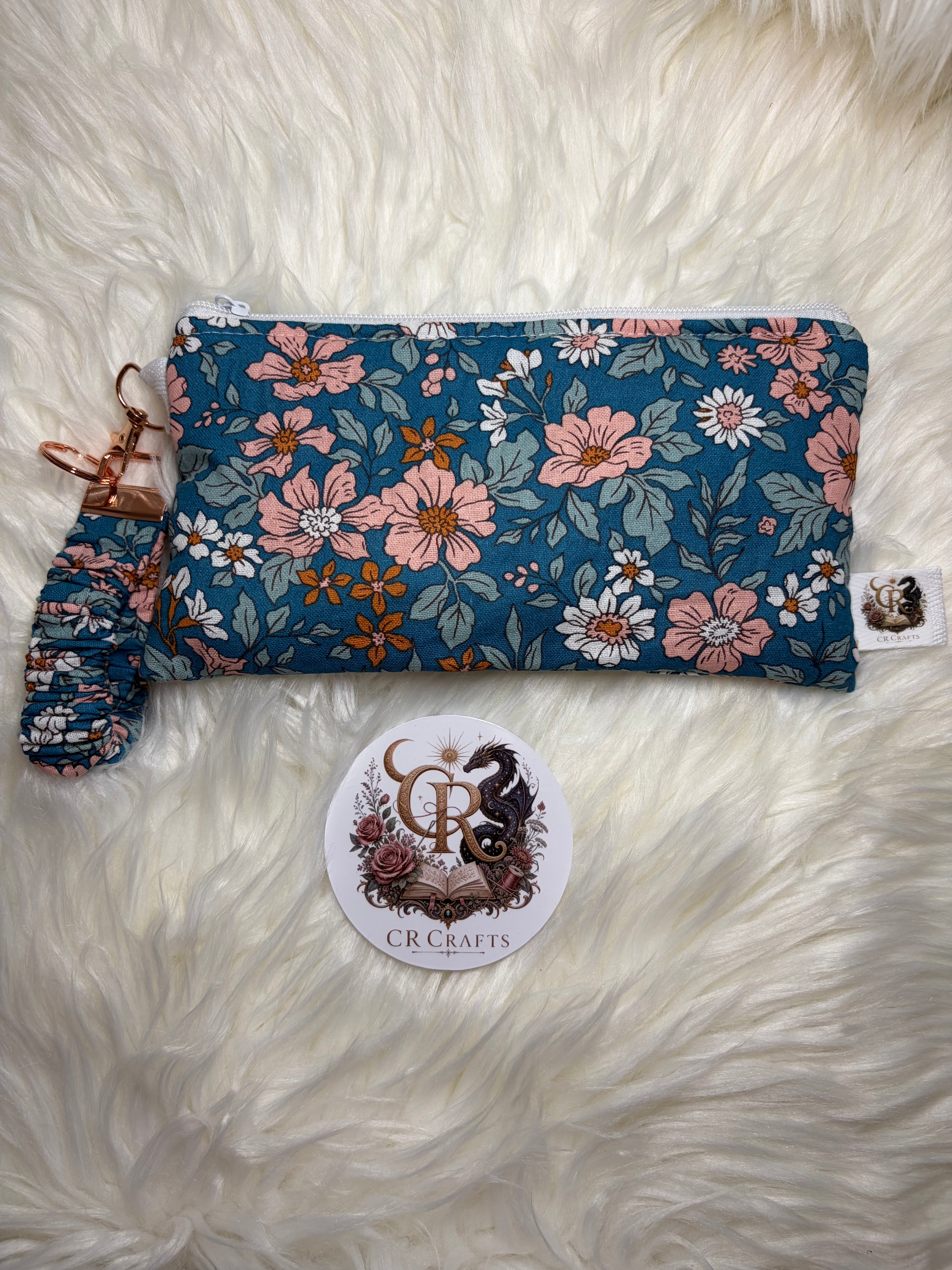 🌿 Handmade Matching Clutch & Scrunchie Wristlet Keychain | 🌿 Enchanted Meadow Collection