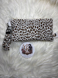 🤍 Handmade Matching Clutch & Scrunchie Wristlet Keychain | 🤍 Snow Leopard Collection