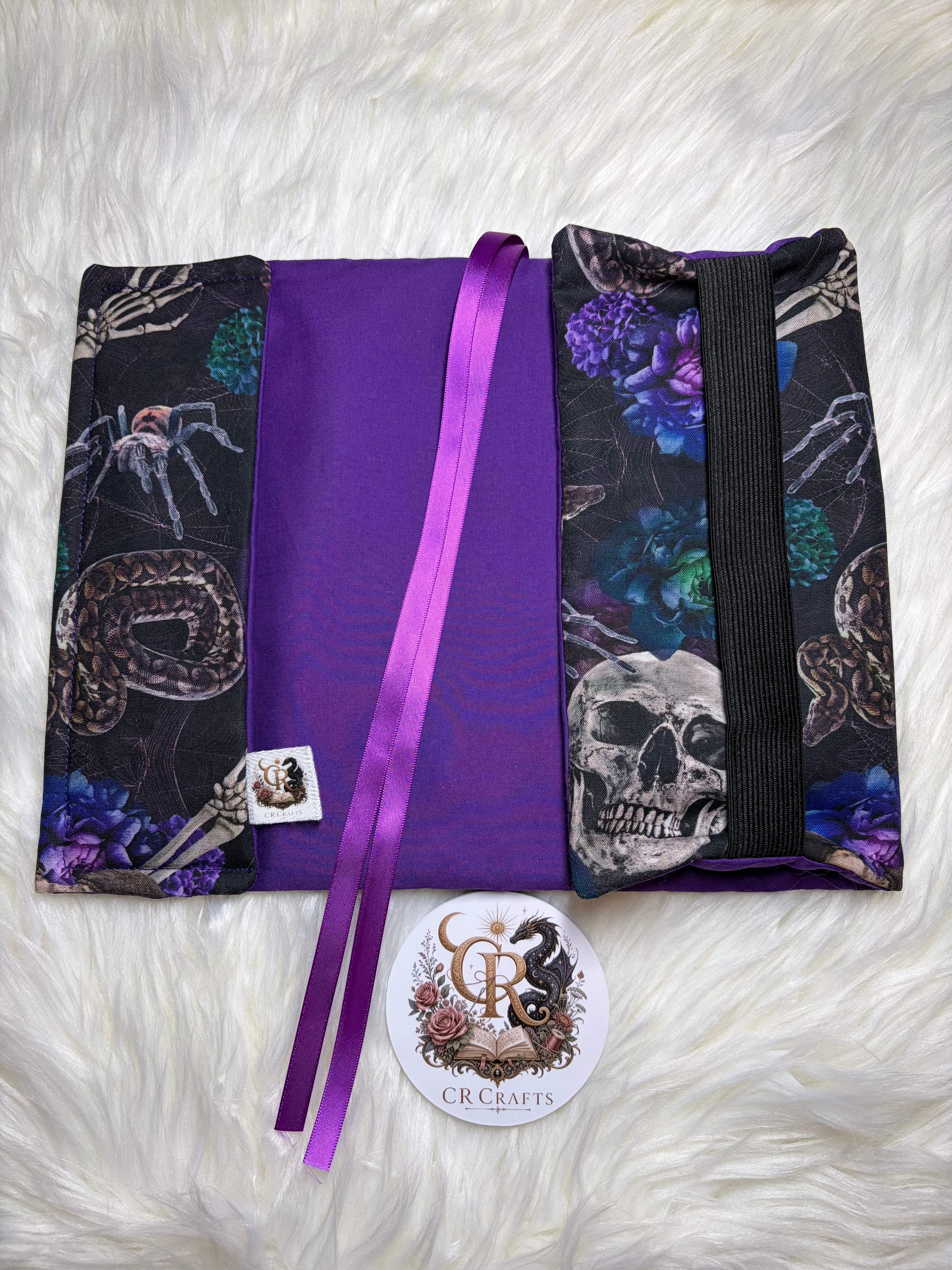 🌙 Handmade Adjustable Fabric Book Cover | 🌙 Midnight Garden Collection