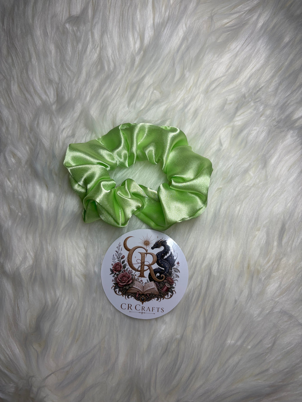 Handmade Green Satin Scrunchie | Pastel Dreams Collection