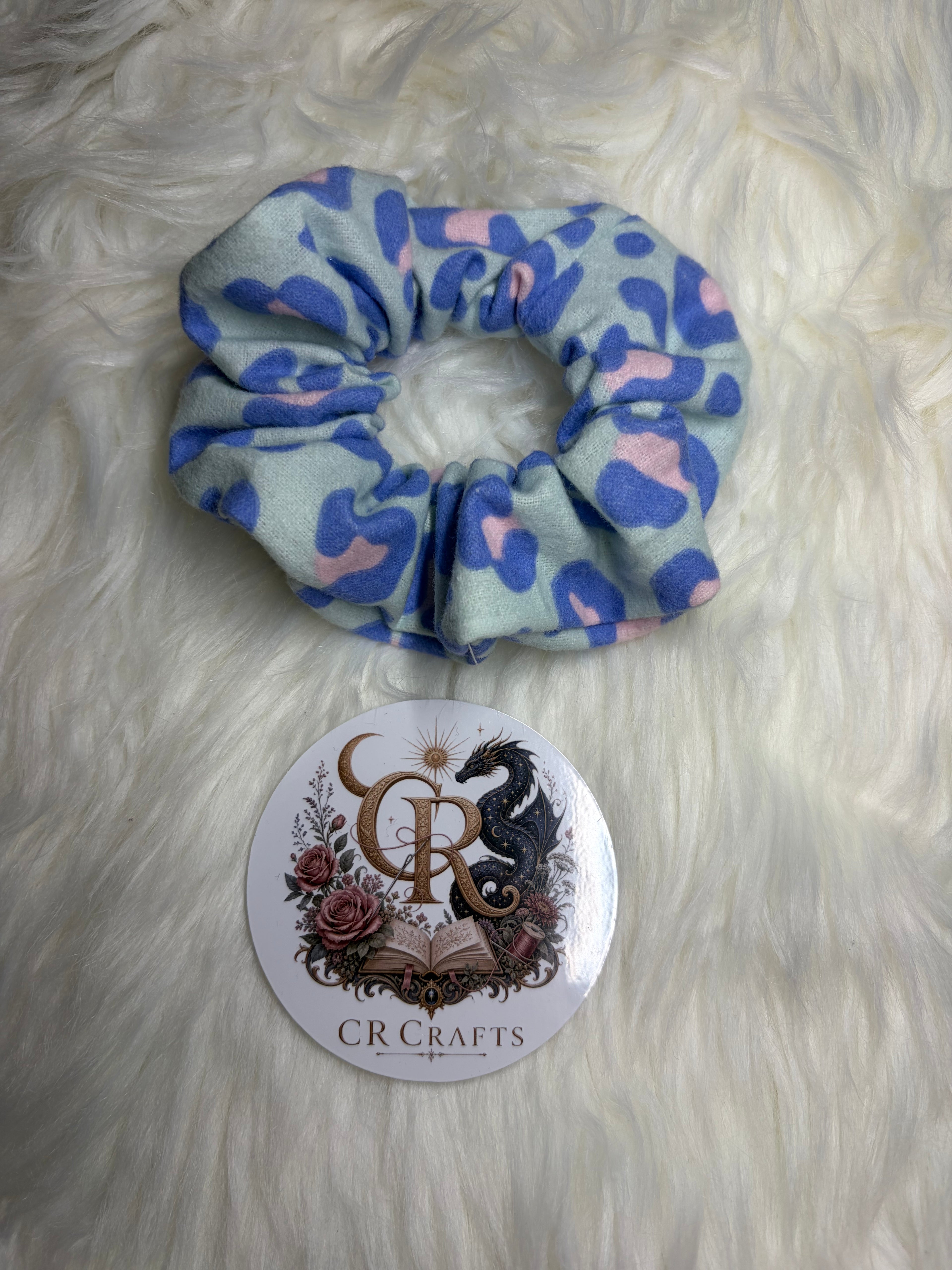 Handmade Cotton Scrunchie | Lavender Leopard Collection